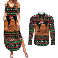 Marcus The Worm Christmas Couples Matching Summer Maxi Dress and Long Sleeve Button Shirt Funny Gen Alpha Meme Slang - Wonder Print Shop