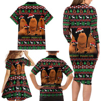 Marcus The Worm Christmas Family Matching Long Sleeve Bodycon Dress and Hawaiian Shirt Funny Gen Alpha Meme Slang - Wonder Print Shop