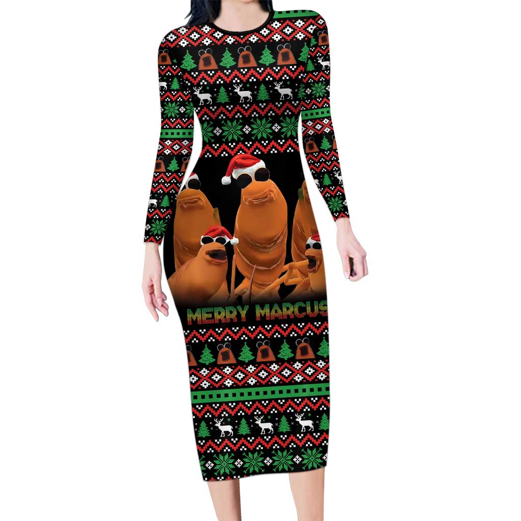 Marcus The Worm Christmas Family Matching Long Sleeve Bodycon Dress and Hawaiian Shirt Funny Gen Alpha Meme Slang - Wonder Print Shop