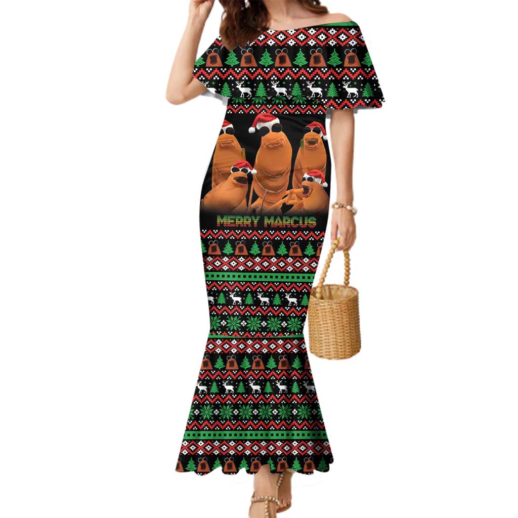 Marcus The Worm Christmas Family Matching Mermaid Dress and Hawaiian Shirt Funny Gen Alpha Meme Slang - Wonder Print Shop
