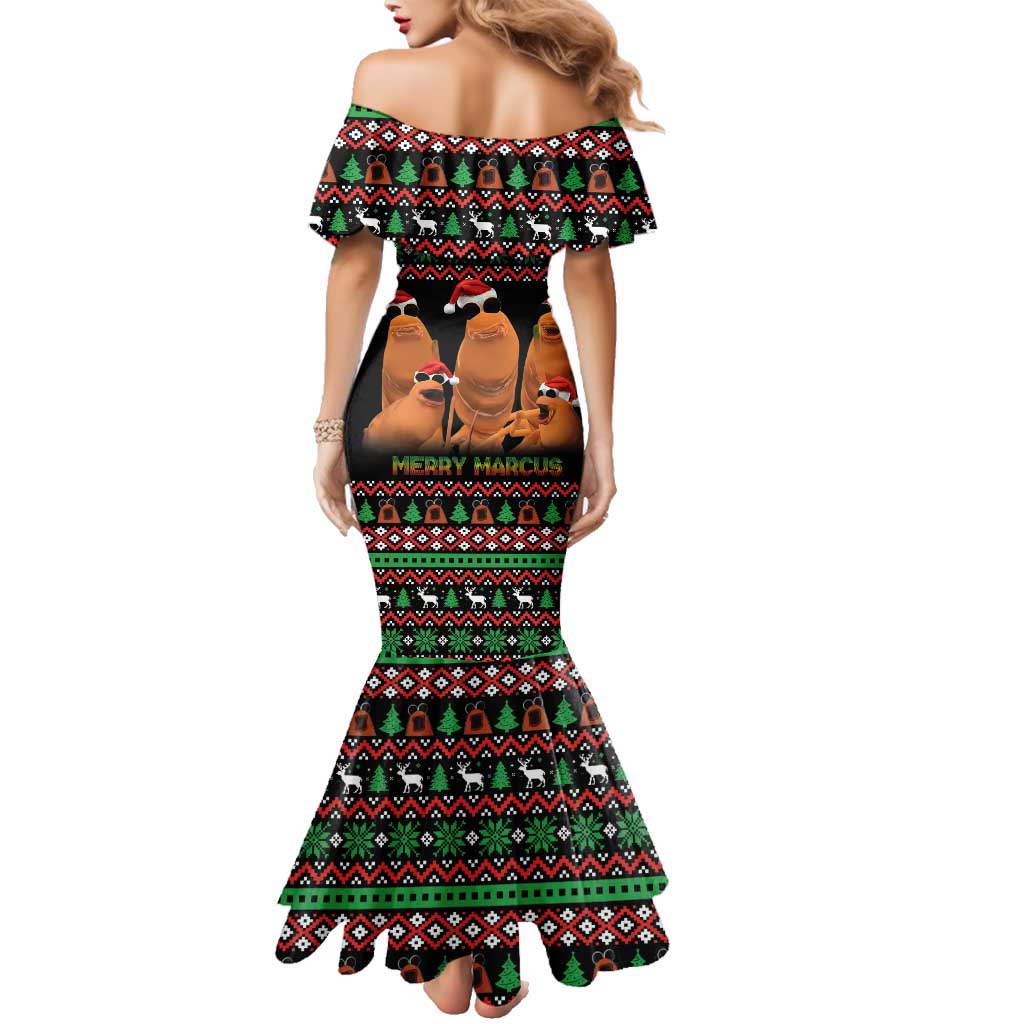 Marcus The Worm Christmas Family Matching Mermaid Dress and Hawaiian Shirt Funny Gen Alpha Meme Slang - Wonder Print Shop