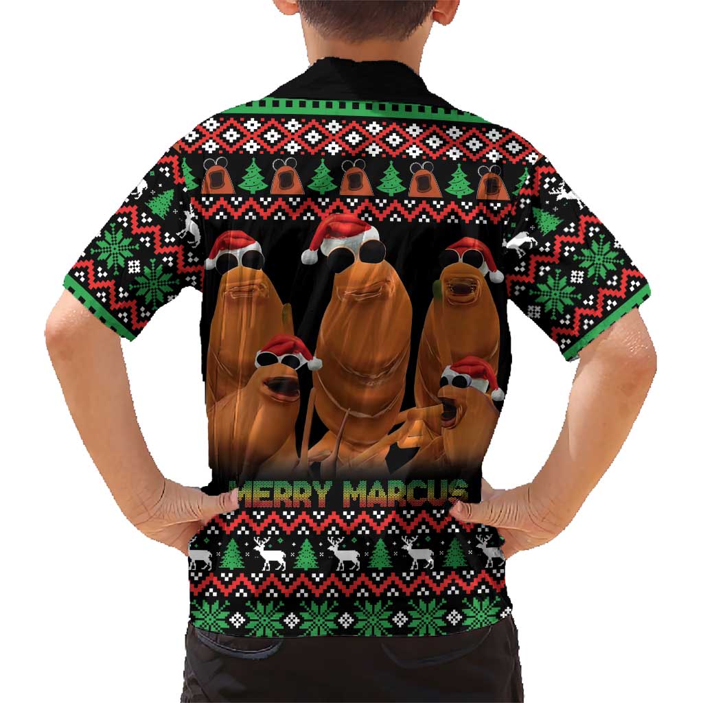 Marcus The Worm Christmas Family Matching Off Shoulder Maxi Dress and Hawaiian Shirt Funny Gen Alpha Meme Slang - Wonder Print Shop