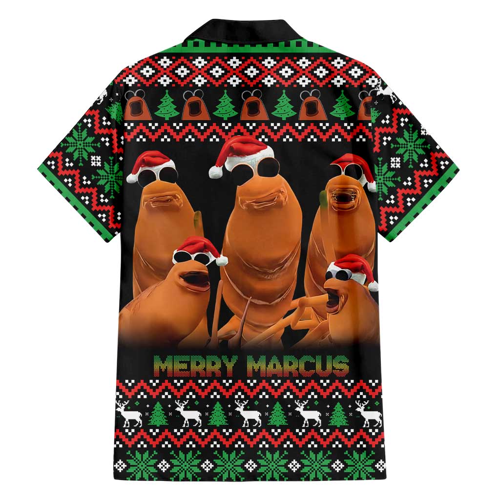 Marcus The Worm Christmas Family Matching Off Shoulder Maxi Dress and Hawaiian Shirt Funny Gen Alpha Meme Slang - Wonder Print Shop