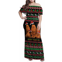 Marcus The Worm Christmas Family Matching Off Shoulder Maxi Dress and Hawaiian Shirt Funny Gen Alpha Meme Slang - Wonder Print Shop