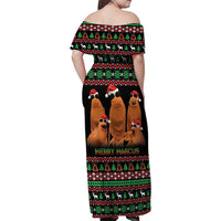 Marcus The Worm Christmas Family Matching Off Shoulder Maxi Dress and Hawaiian Shirt Funny Gen Alpha Meme Slang - Wonder Print Shop