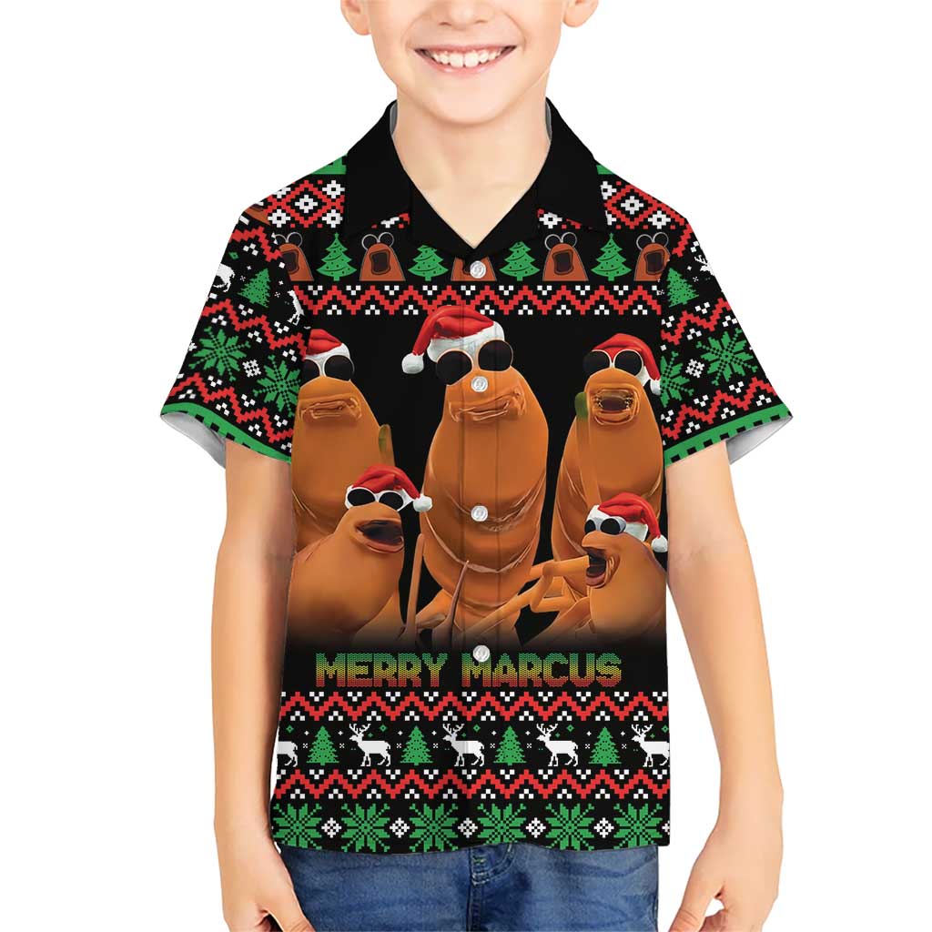 Marcus The Worm Christmas Family Matching Off Shoulder Maxi Dress and Hawaiian Shirt Funny Gen Alpha Meme Slang - Wonder Print Shop