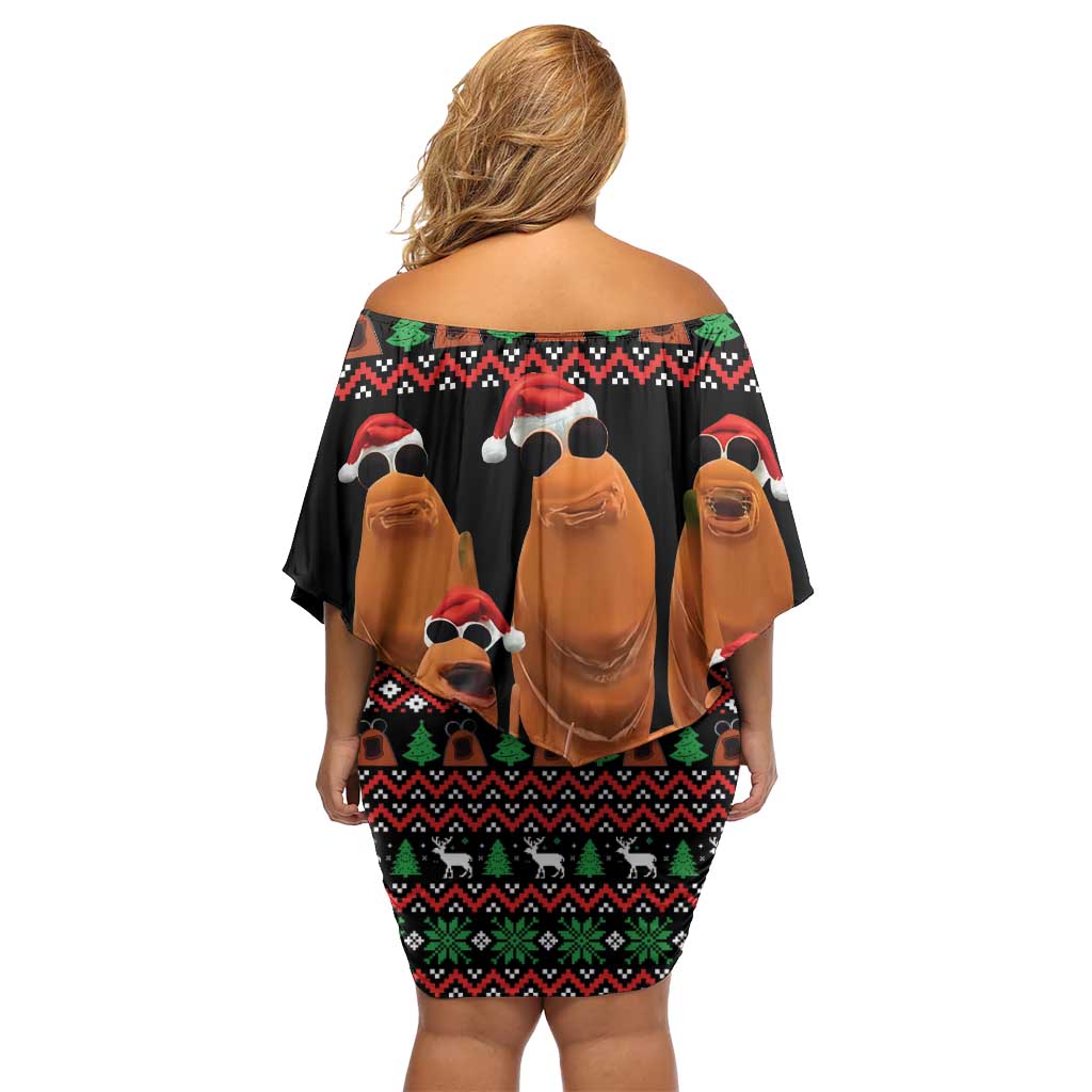 Marcus The Worm Christmas Family Matching Off Shoulder Short Dress and Hawaiian Shirt Funny Gen Alpha Meme Slang - Wonder Print Shop