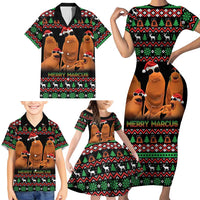 Marcus The Worm Christmas Family Matching Short Sleeve Bodycon Dress and Hawaiian Shirt Funny Gen Alpha Meme Slang - Wonder Print Shop