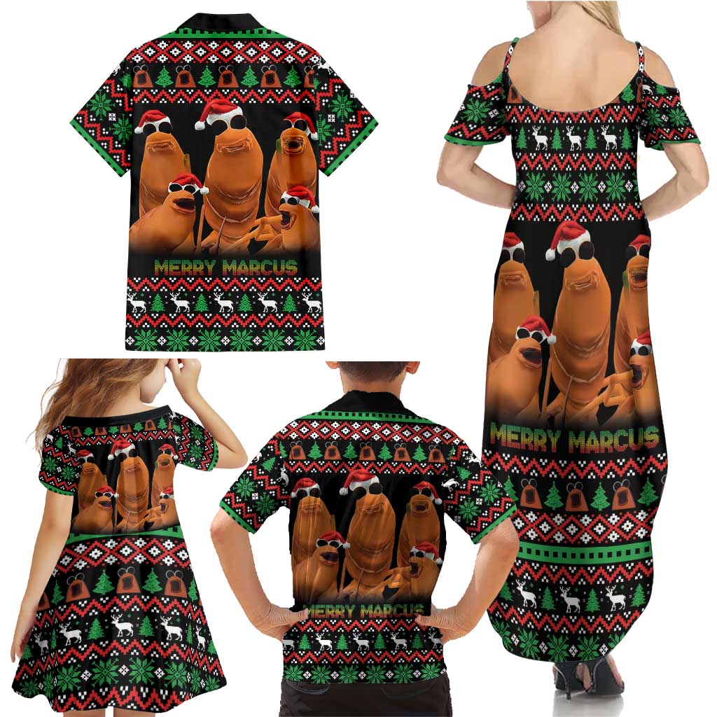 Marcus The Worm Christmas Family Matching Summer Maxi Dress and Hawaiian Shirt Funny Gen Alpha Meme Slang - Wonder Print Shop