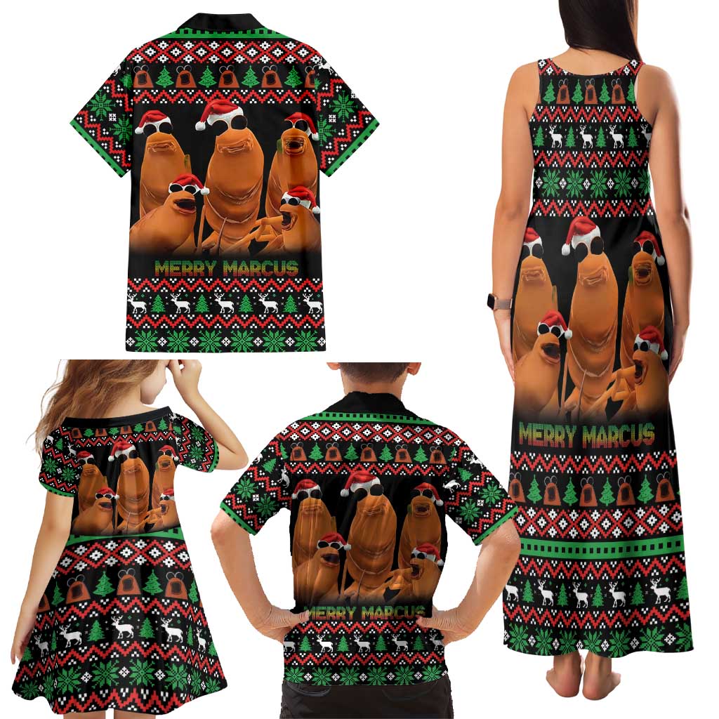 Marcus The Worm Christmas Family Matching Tank Maxi Dress and Hawaiian Shirt Funny Gen Alpha Meme Slang - Wonder Print Shop