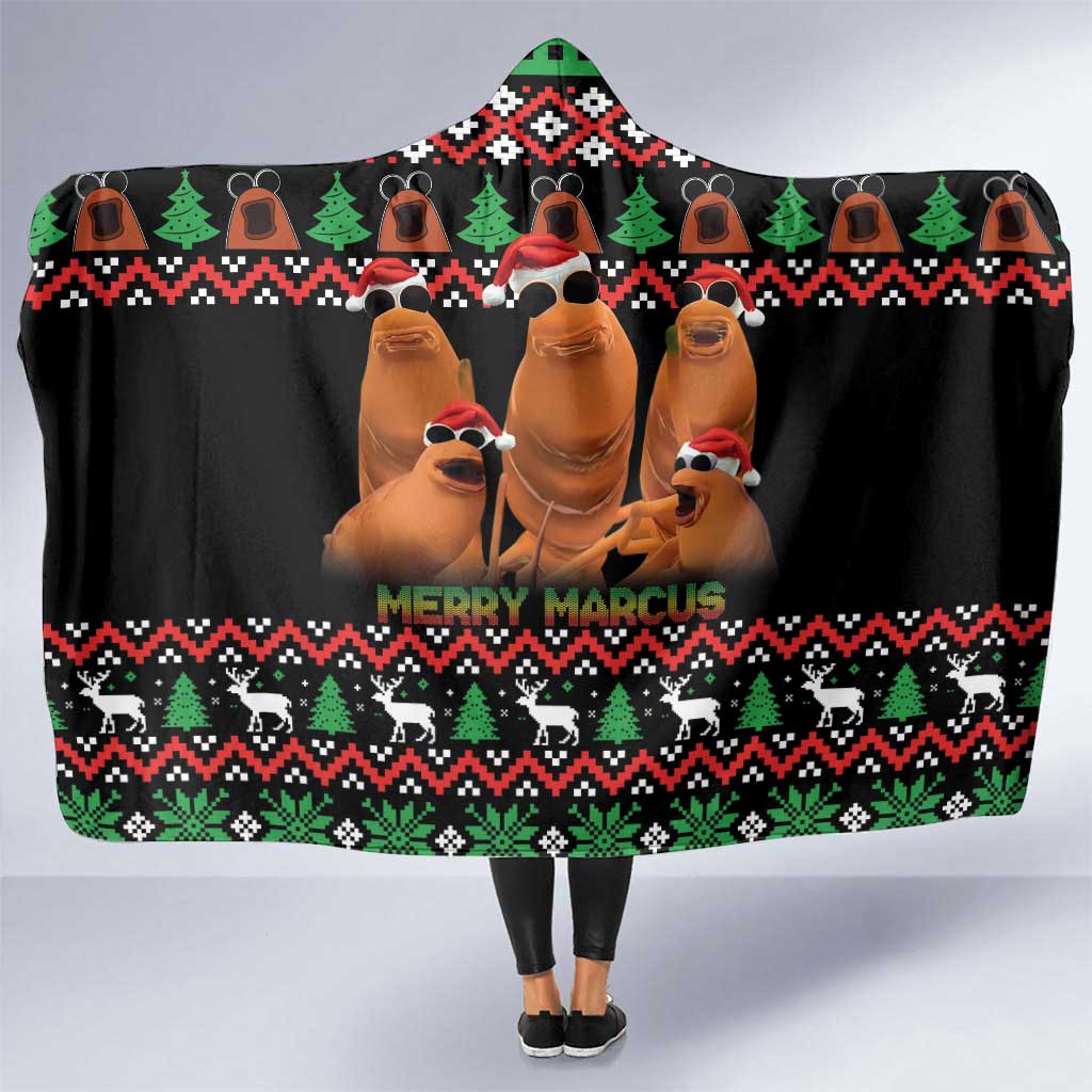Marcus The Worm Christmas Hooded Blanket Funny Gen Alpha Meme Slang - Wonder Print Shop