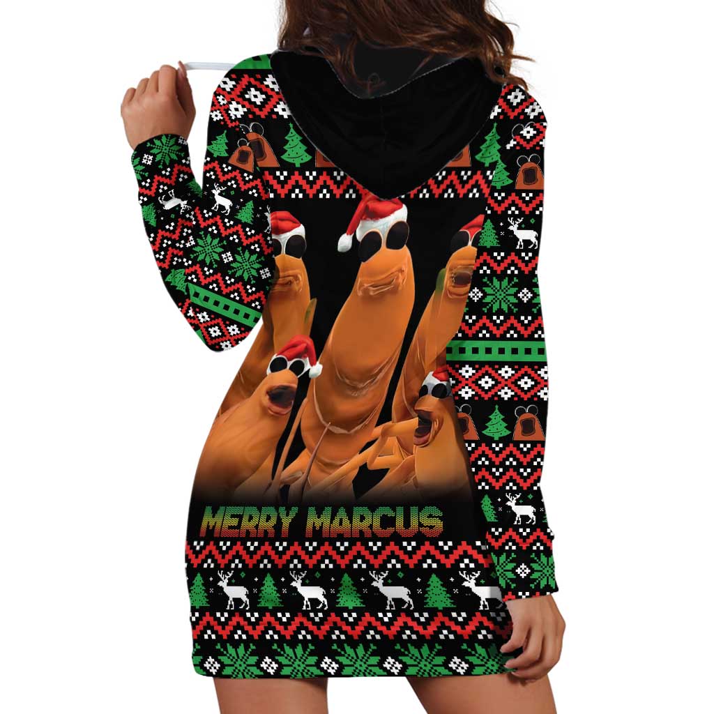 Marcus The Worm Christmas Hoodie Dress Funny Gen Alpha Meme Slang - Wonder Print Shop