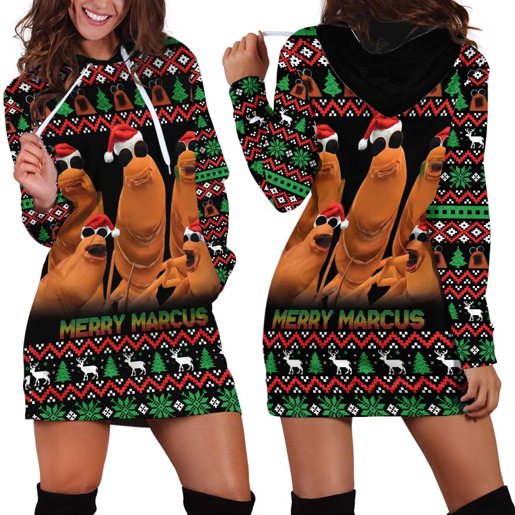 Marcus The Worm Christmas Hoodie Dress Funny Gen Alpha Meme Slang - Wonder Print Shop
