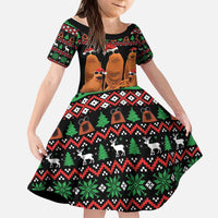 Marcus The Worm Christmas Kid Short Sleeve Dress Funny Gen Alpha Meme Slang - Wonder Print Shop