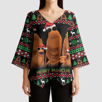 Marcus The Worm Christmas Kimono Sleeve Blouse Funny Gen Alpha Meme Slang - Wonder Print Shop