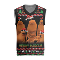 Marcus The Worm Christmas Knitted V-Neck Vest Funny Gen Alpha Meme Slang - Wonder Print Shop