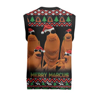 Marcus The Worm Christmas Knitted V-Neck Vest Funny Gen Alpha Meme Slang - Wonder Print Shop