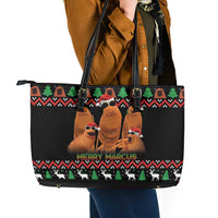 Marcus The Worm Christmas Leather Tote Bag Funny Gen Alpha Meme Slang - Wonder Print Shop