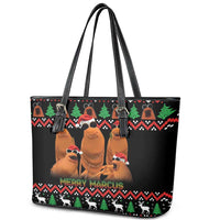 Marcus The Worm Christmas Leather Tote Bag Funny Gen Alpha Meme Slang - Wonder Print Shop