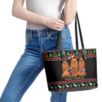 Marcus The Worm Christmas Leather Tote Bag Funny Gen Alpha Meme Slang - Wonder Print Shop
