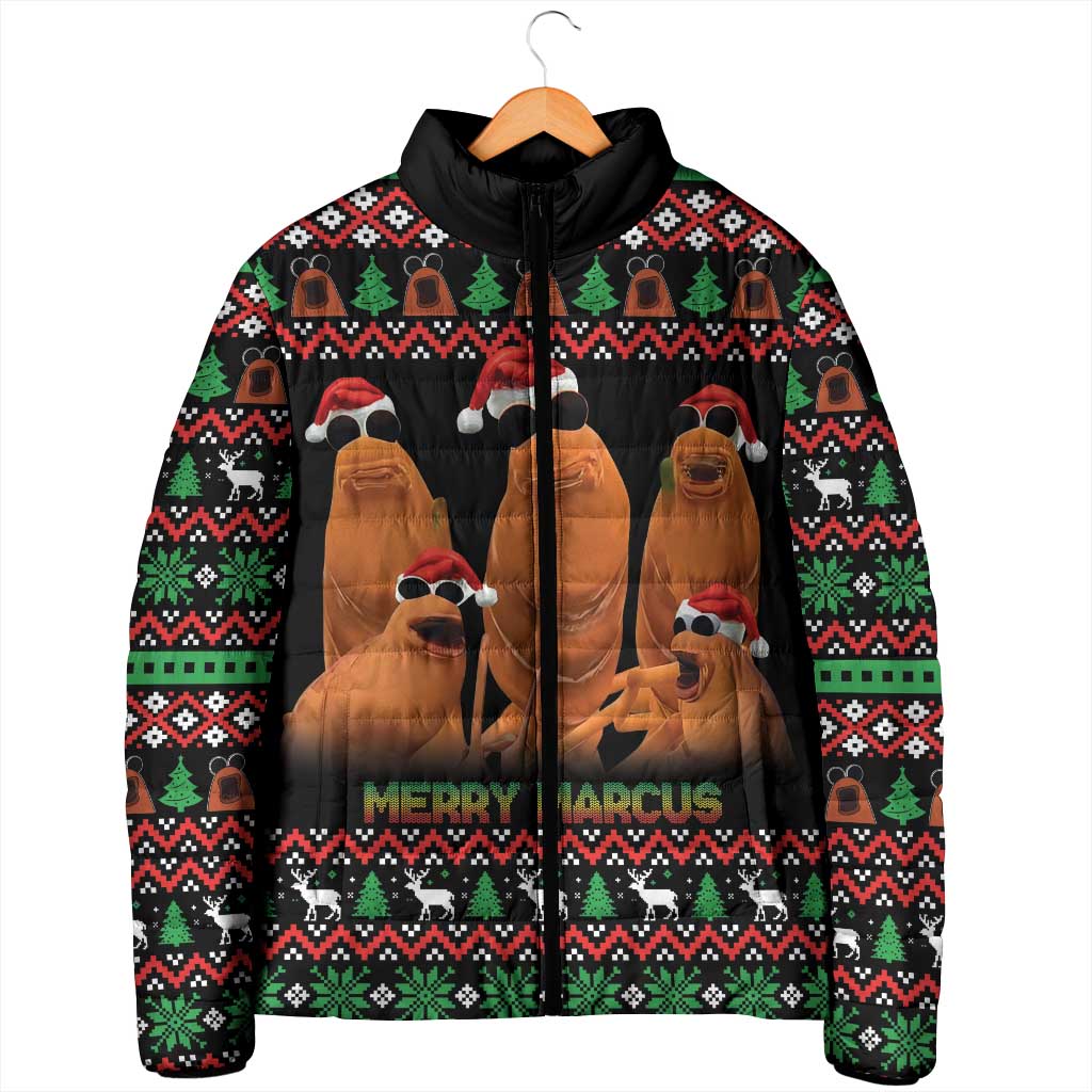 Marcus The Worm Christmas Padded Jacket Funny Gen Alpha Meme Slang - Wonder Print Shop