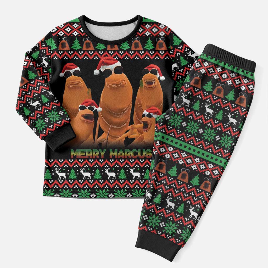 Marcus The Worm Christmas Pajama Set Funny Gen Alpha Meme Slang - Wonder Print Shop