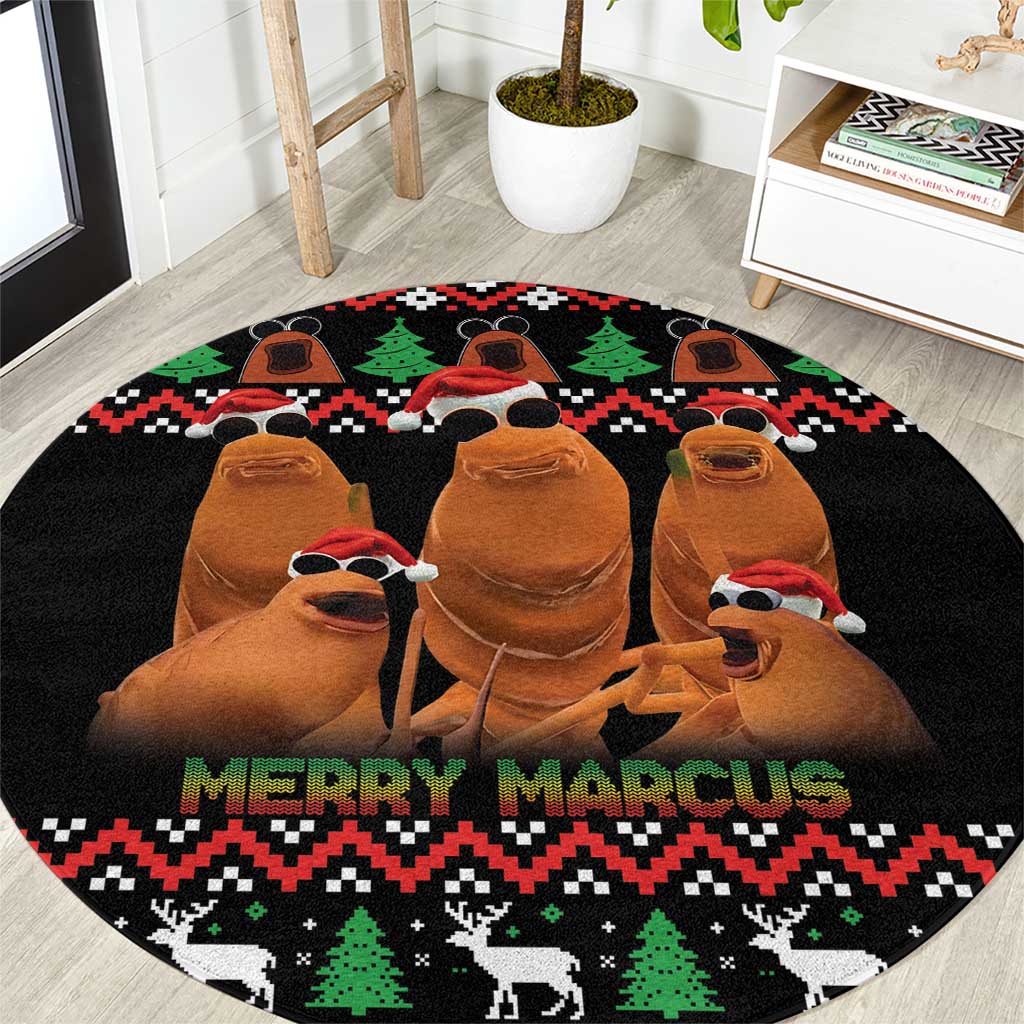 Marcus The Worm Christmas Round Carpet Funny Gen Alpha Meme Slang - Wonder Print Shop