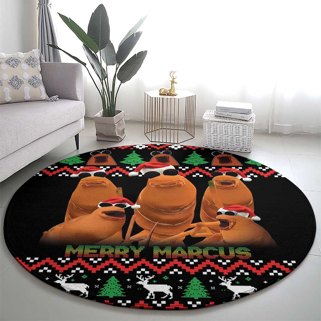 Marcus The Worm Christmas Round Carpet Funny Gen Alpha Meme Slang - Wonder Print Shop