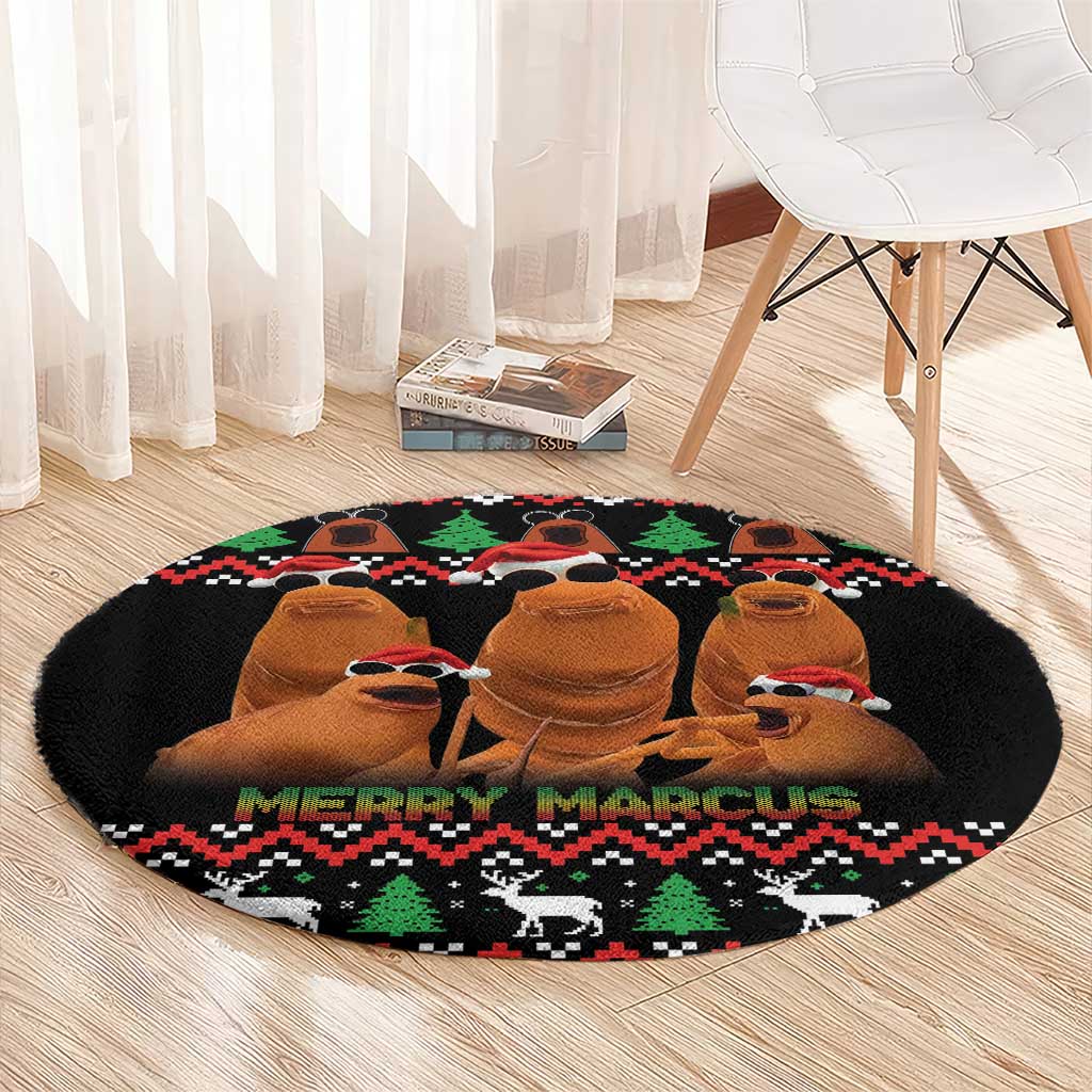 Marcus The Worm Christmas Round Carpet Funny Gen Alpha Meme Slang - Wonder Print Shop