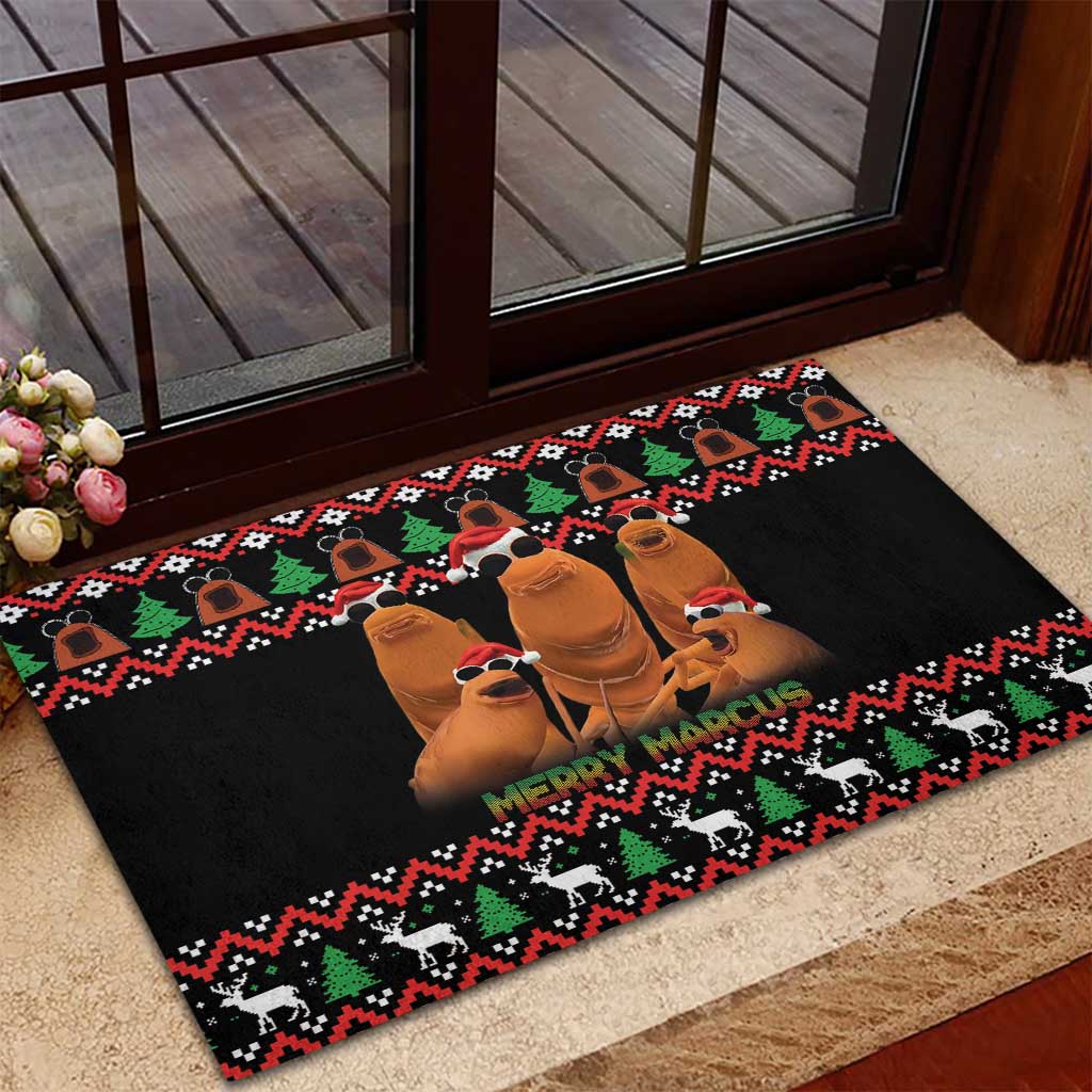 Marcus The Worm Christmas Rubber Doormat Funny Gen Alpha Meme Slang - Wonder Print Shop