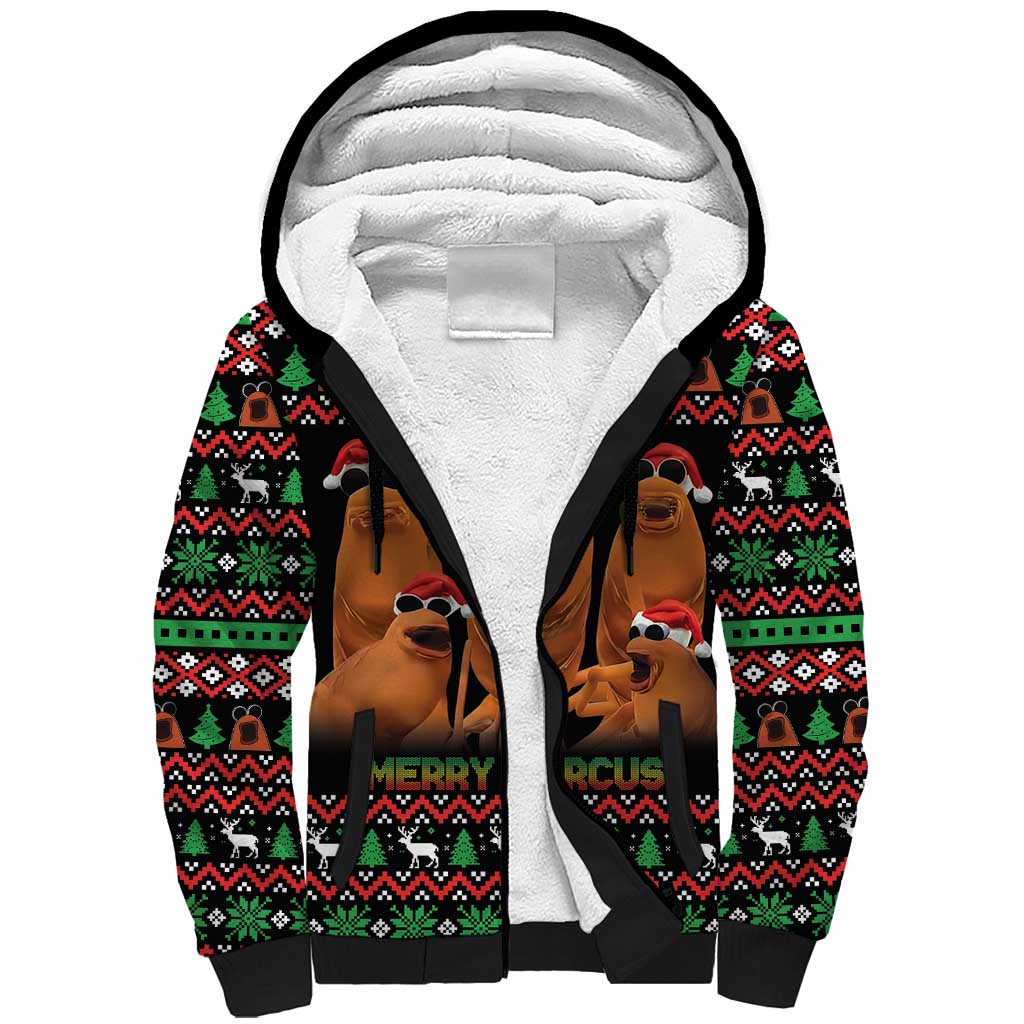 Marcus The Worm Christmas Sherpa Hoodie Funny Gen Alpha Meme Slang - Wonder Print Shop