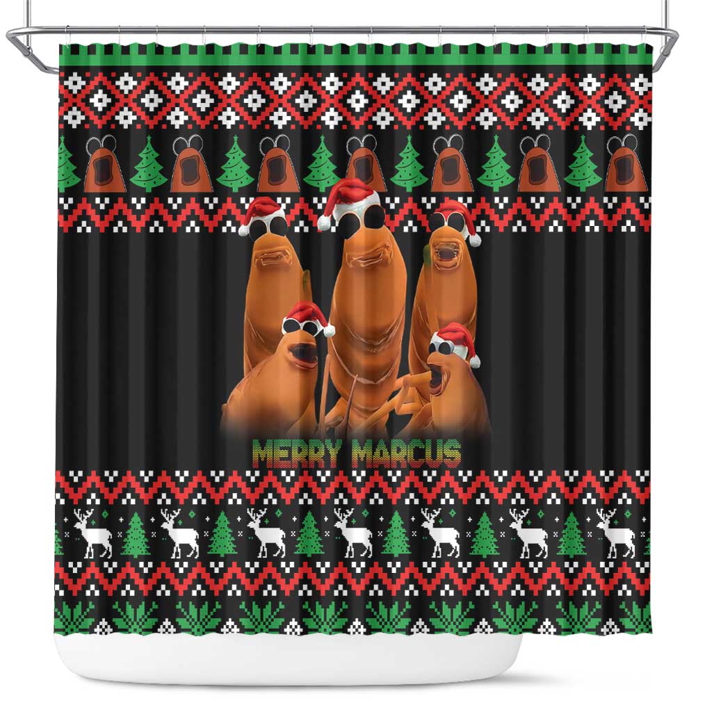 Marcus The Worm Christmas Shower Curtain Funny Gen Alpha Meme Slang - Wonder Print Shop