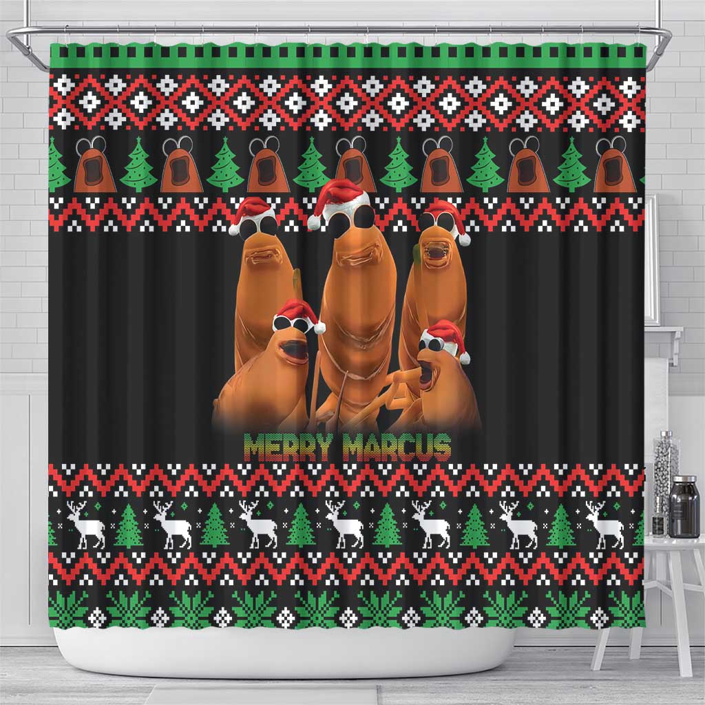 Marcus The Worm Christmas Shower Curtain Funny Gen Alpha Meme Slang - Wonder Print Shop