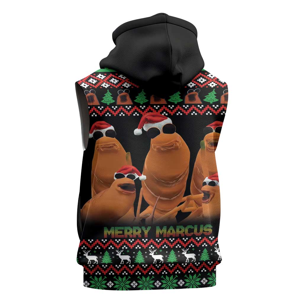 Marcus The Worm Christmas Sleeveless Hoodie Funny Gen Alpha Meme Slang - Wonder Print Shop