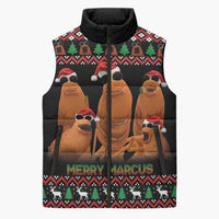 Marcus The Worm Christmas Sleeveless Puffer Jacket Funny Gen Alpha Meme Slang - Wonder Print Shop