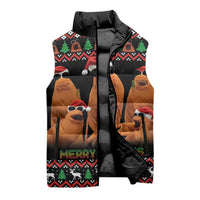 Marcus The Worm Christmas Sleeveless Puffer Jacket Funny Gen Alpha Meme Slang - Wonder Print Shop