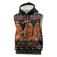 Marcus The Worm Christmas Sleeveless Zip Hoodie Funny Gen Alpha Meme Slang - Wonder Print Shop