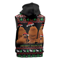 Marcus The Worm Christmas Sleeveless Zip Hoodie Funny Gen Alpha Meme Slang - Wonder Print Shop