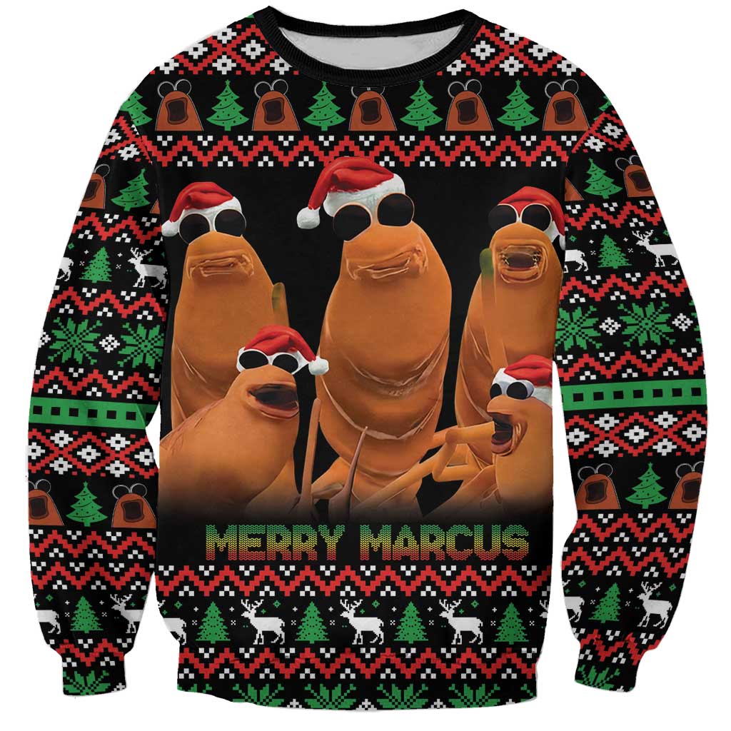 Marcus The Worm Christmas Sweatshirt Funny Gen Alpha Meme Slang - Wonder Print Shop