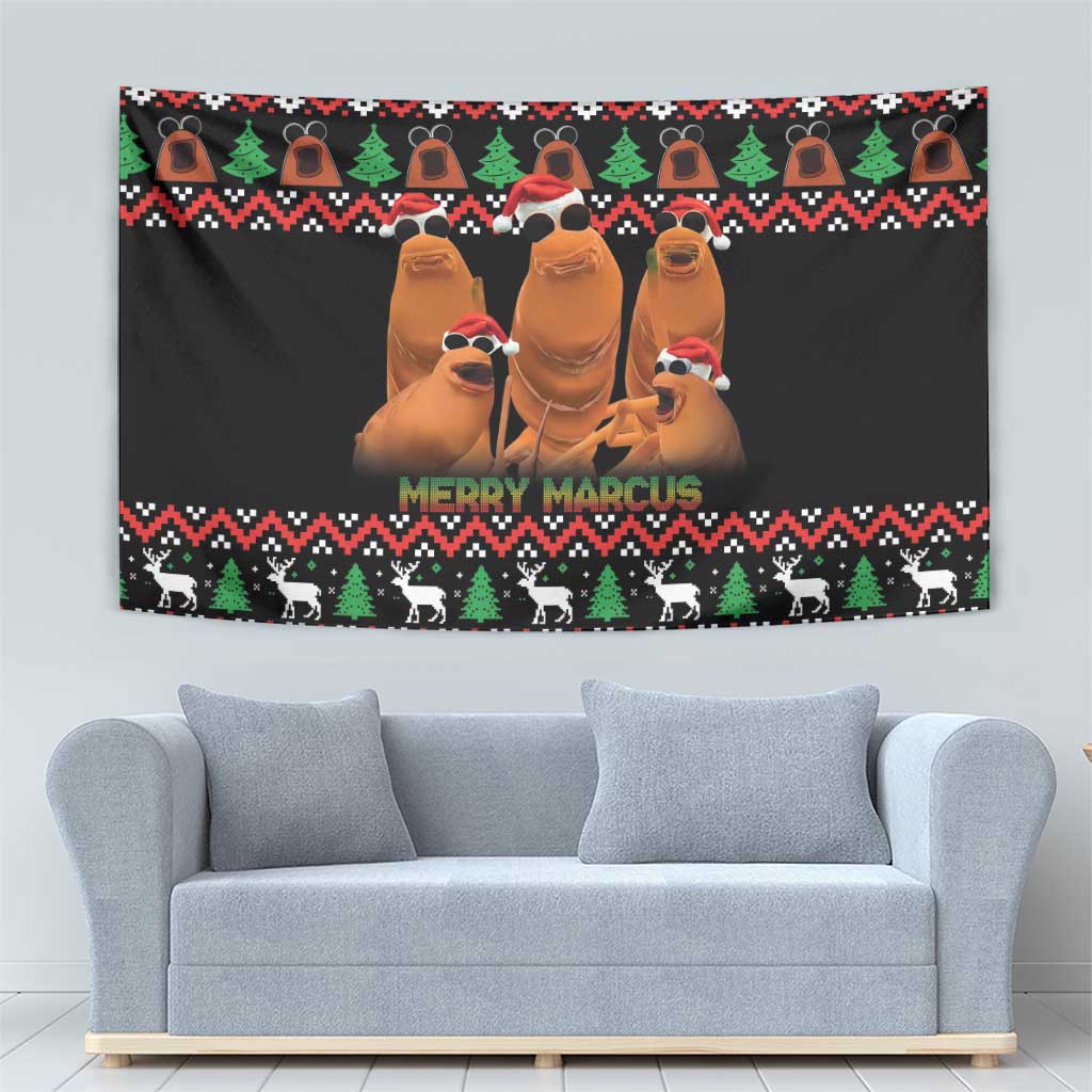 Marcus The Worm Christmas Tapestry Funny Gen Alpha Meme Slang - Wonder Print Shop