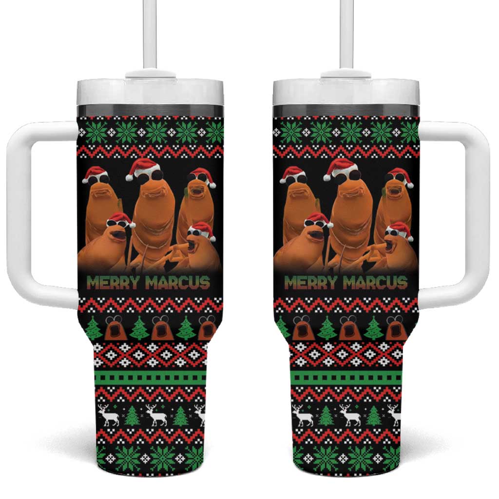 Marcus The Worm Christmas Tumbler With Handle Funny Gen Alpha Meme Slang - Wonder Print Shop