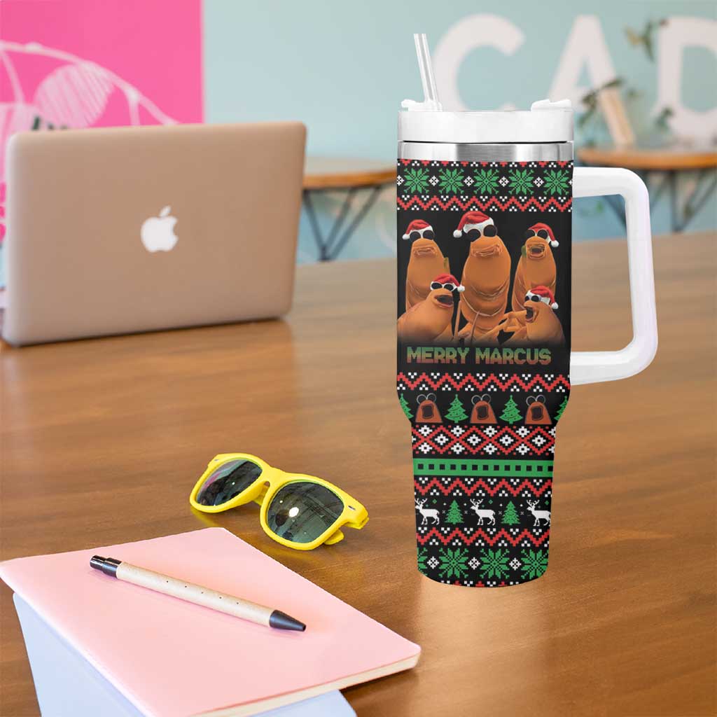 Marcus The Worm Christmas Tumbler With Handle Funny Gen Alpha Meme Slang - Wonder Print Shop