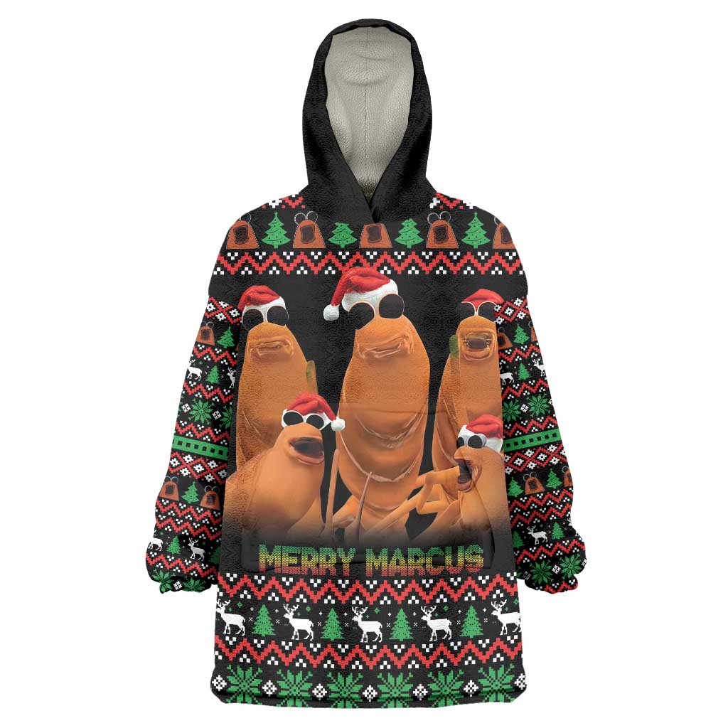 Marcus The Worm Christmas Wearable Blanket Hoodie Funny Gen Alpha Meme Slang - Wonder Print Shop