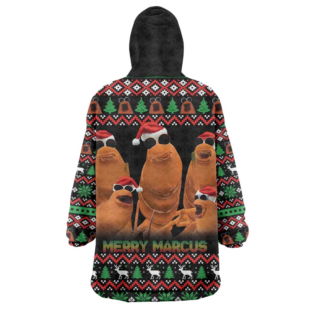 Marcus The Worm Christmas Wearable Blanket Hoodie Funny Gen Alpha Meme Slang - Wonder Print Shop