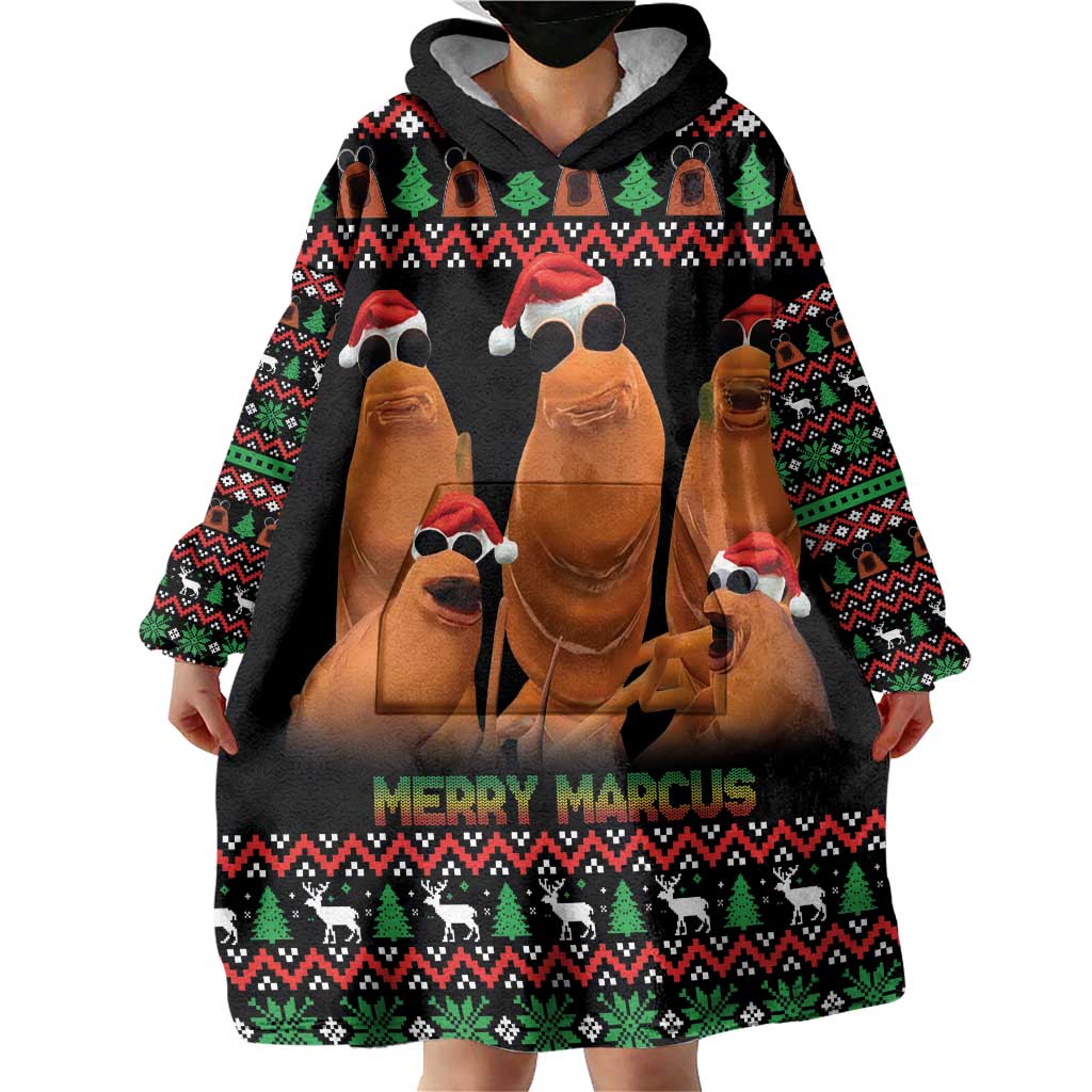 Marcus The Worm Christmas Wearable Blanket Hoodie Funny Gen Alpha Meme Slang - Wonder Print Shop