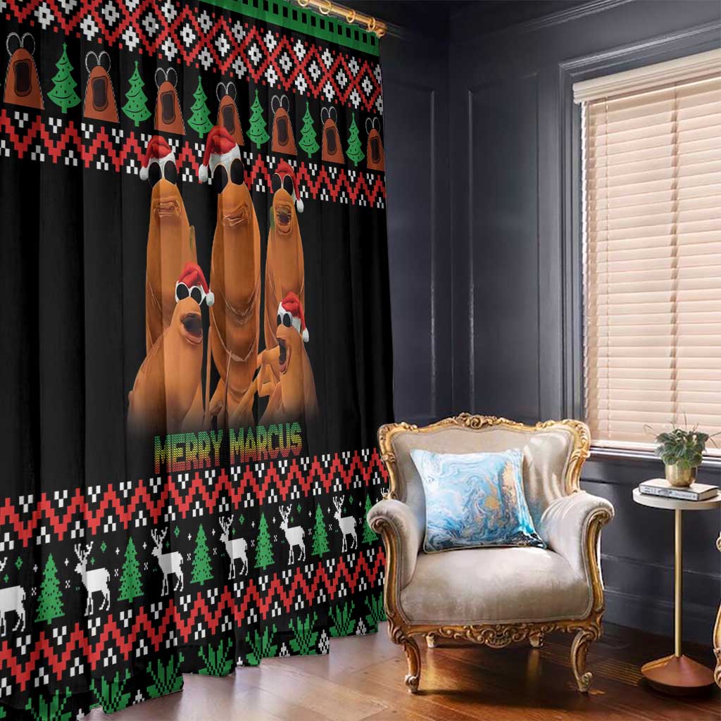 Marcus The Worm Christmas Window Curtain Funny Gen Alpha Meme Slang - Wonder Print Shop