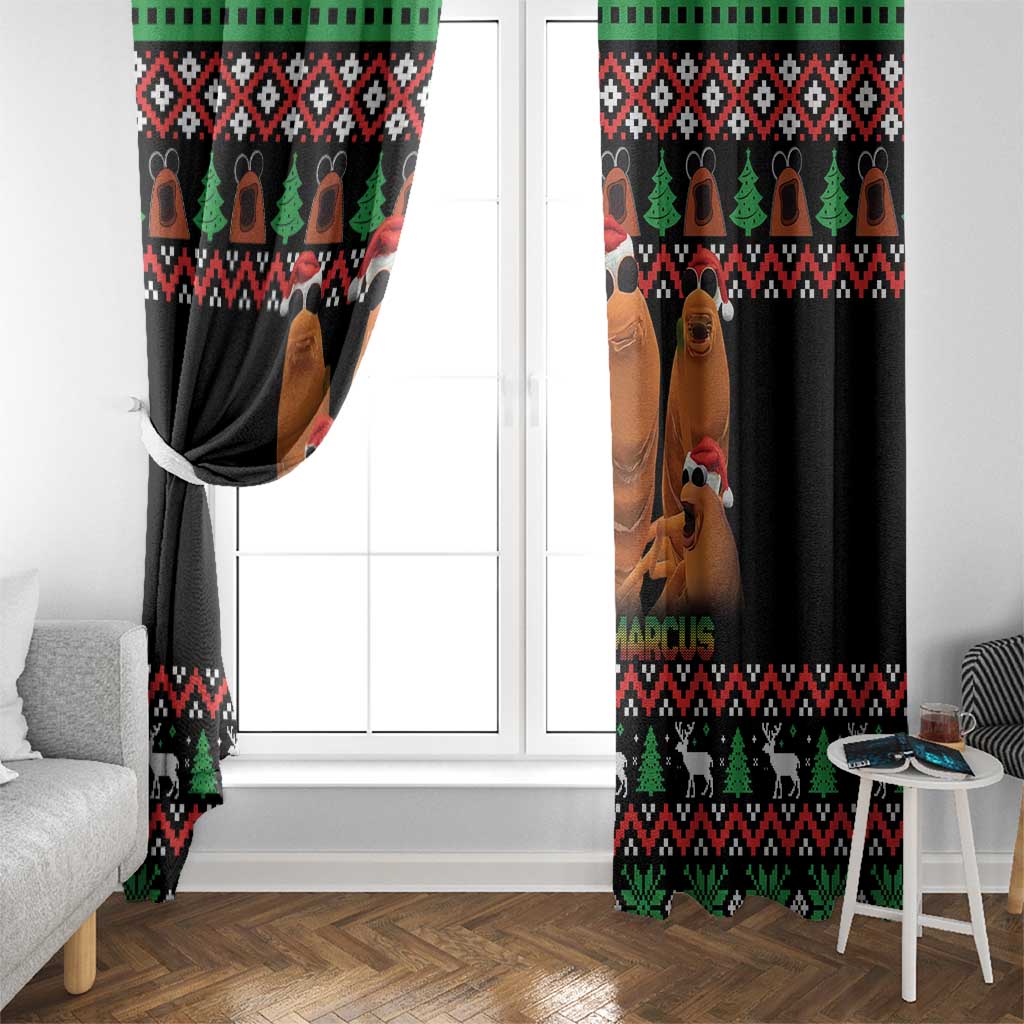 Marcus The Worm Christmas Window Curtain Funny Gen Alpha Meme Slang - Wonder Print Shop