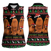 Marcus The Worm Christmas Women Sleeveless Polo Shirt Funny Gen Alpha Meme Slang - Wonder Print Shop