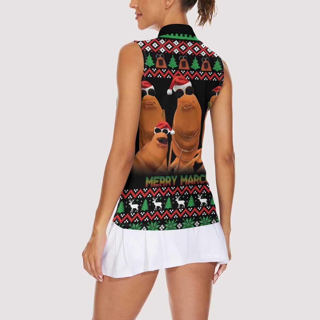 Marcus The Worm Christmas Women Sleeveless Polo Shirt Funny Gen Alpha Meme Slang - Wonder Print Shop