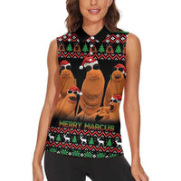 Marcus The Worm Christmas Women Sleeveless Polo Shirt Funny Gen Alpha Meme Slang - Wonder Print Shop